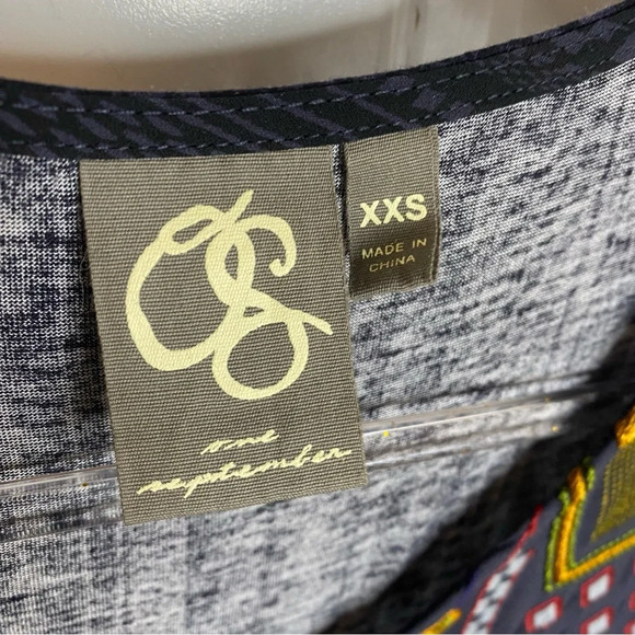 Anthropologie One September Barranco Embroidered  Navy Bohemian Blouse Tunic XXS - Picture 9 of 15